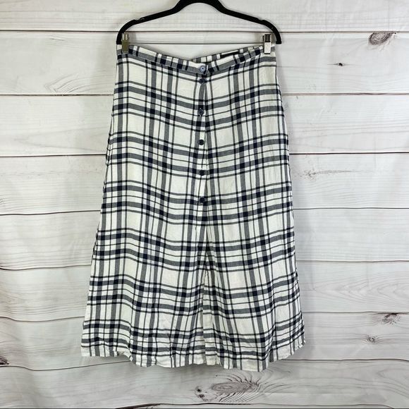 Theory Side Button Midi Skirt Modern Plaid - Picture 2 of 6